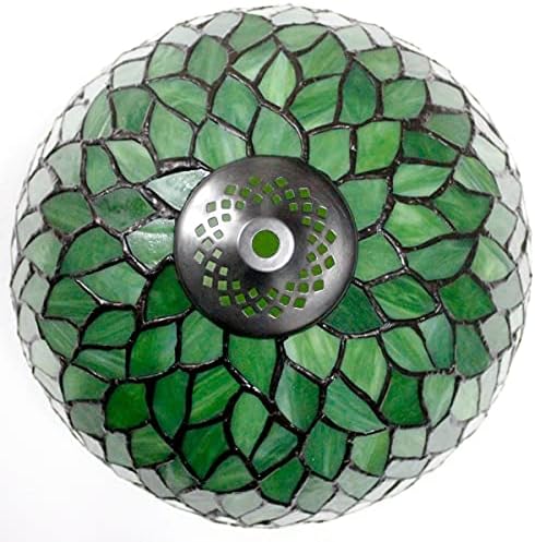 WerFactory Tiffany Teto Felture Green Wisteria de vitral de vitrais Lâmpada de montagem de descarga larga de 12 polegadas,