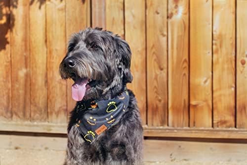 AllPawz Halloween Dog Bandanas - 2 pacote, coleção assustadora, tecido durável suave, bandanas de Halloween ajustáveis ​​para cães, bandanas de férias, tamanho médio e grande de tamanho para cães, preto, laranja