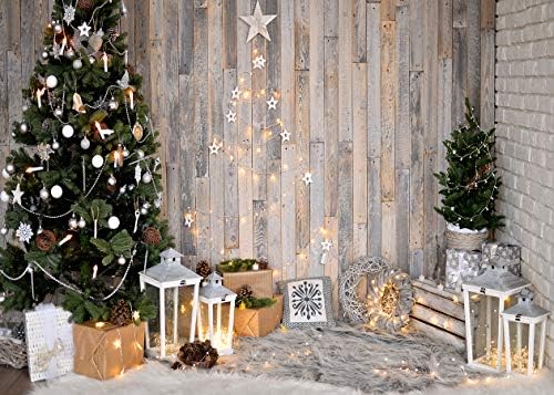 Chaiya 7x5ft Christmas Rustic Wood Backdrop para fotografia Tere -árvore Presente Anterior Família Família Party Banner Ano Novo Ano