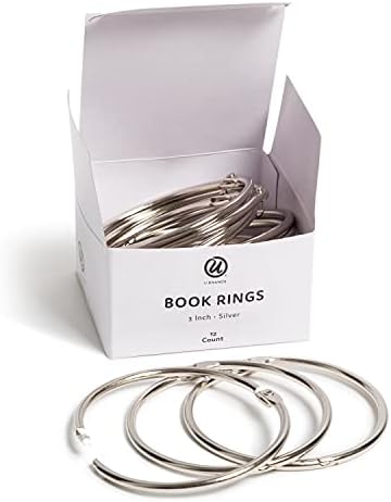 U Rings Rings de Brands Set, material de escritório, acessórios para fichário, prata, 2 ”, 15 contagem