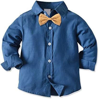 Angelwilla Criandler Camisa de roupas de roupas de meninos com gravata, suspensórios e calças de smok