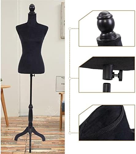 Zeyada mannequin tronco preto forma fêmea fêmea mano de casaco de torso fêmea de vestido de vestido com exibição de tripé preto