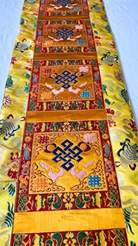 Tibeta Buddhist grande amarelo sem fim Sagrado de Silk Brocade Santuário/Tabela Tampa/Pano/Corredor/196 cm