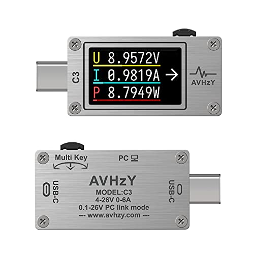 Medidor de energia USB AVHZY USB 3.1 TIPO C TIPO C DIGITAL Multímetro Digital Detector de tensão de tensão Digitário DC 26V 6A PD 2.0/3.0 QC 2.0/3.0/4,0 pps TRIGE