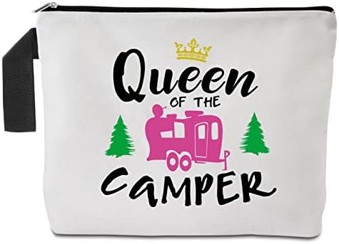 Yishuliwu Camping Gifts for Women Crown Amante Viagem Bolsa Cosmética Rainha do Camper Feliz Camper Gifts Para Camper Lover Camper