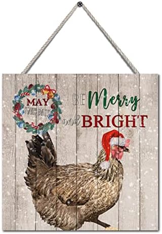 Varanda ao ar livre de Natal Mergulhar grinalda brilhante animal animal galinha vintage Arte de madeira sinal