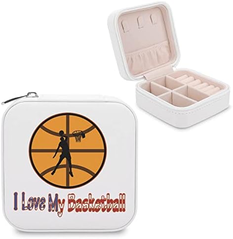 Eu amo minha caixa de joalheria de basquete Organizador exibir suporte de estojo de armazenamento Presente para mulheres Brincos de garotas Rings de colar de viagem diariamente Uso
