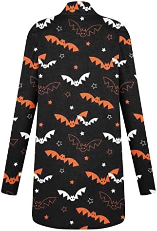 Roupas de Halloween para mulheres, Cardigan Plus Size Womens fofo Tops de manga longa aberta dianteiro casual casual casaco de gato