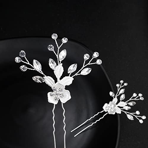Hapibuy 3pcs Cabelo de casamento Pinos de flor de cristal updos updos acessórios para cabelo para noiva