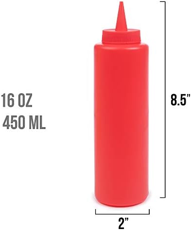 Red Ketchup Squeeze Bottle Value Combo Pack | Dispensadores de mesa de mesa de cozinha de 7 onças de 7 onças | Suprimentos