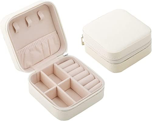 Caixa de jóias de viagem - caixa de joias pequenas e organizador de jóias de viagem com compartimentos para proteger