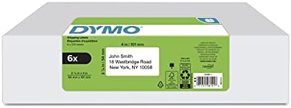 Dymo autêntico Rótulo Rótulo Rótulos de remessa padrão para impressoras de etiquetas de gravadoras, branco, 2-1/8 '' x 4 '', 6