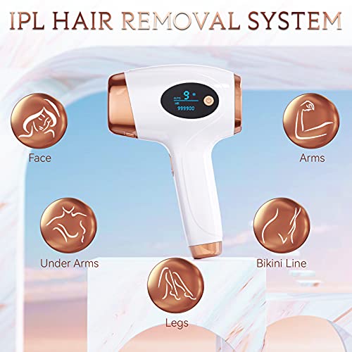 AOPVUI Remoção de cabelo IPL em casa para mulheres e homens, Remoção permanente de cabelo a laser 999900 Flashes para pernas faciais
