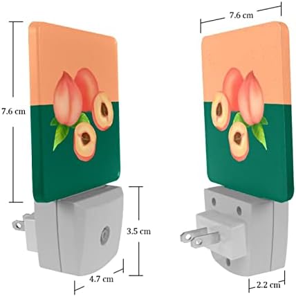 Rodailycay sensor de luz leve, pêssego leve, 2 pacotes de luzes noturnas se conectam na parede, luz noturna de LED branca quente