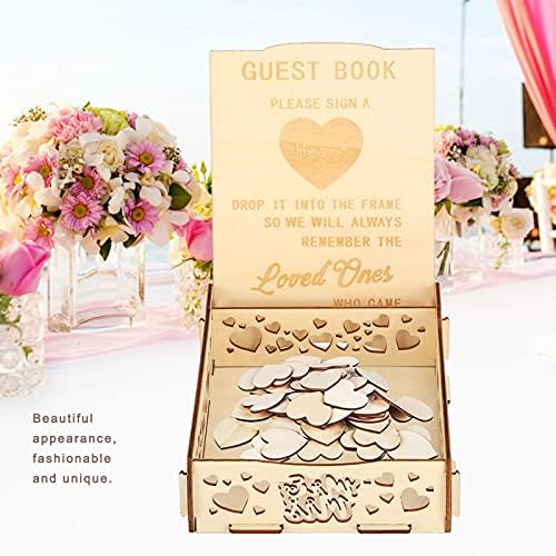 Caixa de convidado para casamento, livro de convidados de madeira memorável assinatura de notebooks de mensagens caixa