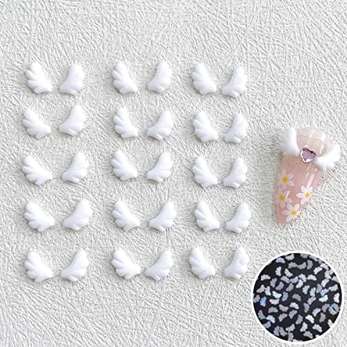 15Pairs 3d Flying Angel Wings Decorações de unhas esquerda/direita Branca/resina Balck A asa de manicure simétrica