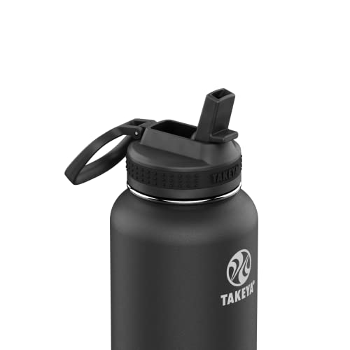 Takeya CP Signature Pickleball Stainless Stone Isoled Water Bottle com a opção de tampa, Ace Black