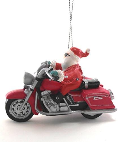 Cape Shore Papai Noel em uma motocicleta, tartaruga em ornamento de carro lateral, resina