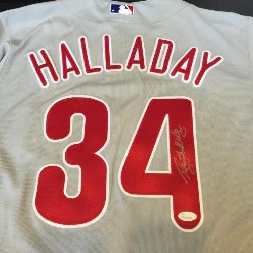 Roy Halladay assinou autêntico modelo de jogo da Filadelphia Phillies Jersey JSA - camisas autografadas da MLB