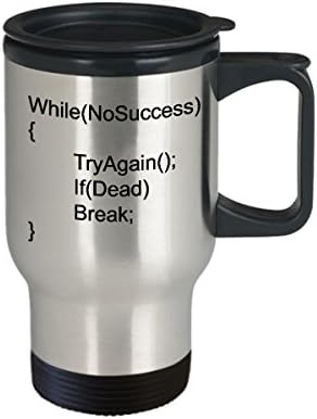 Programador de computador engraçado Travel Caneca grande xícara de chá perfeita ideal para homens mulheres enquanto {TryAgain se quebrar}