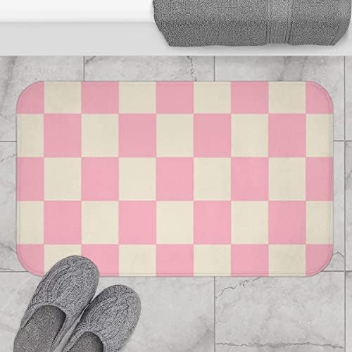 Tapete de banheiro de banheiro quadrado amarelo rosa, tapetes de banho de microfibra mais macios e absorventes, tapetes de banho de microfibra, tapete de banho sem deslizamento, tapetes de banho para piso do banheiro, banheira e chuveiro, 16x24 polegadas