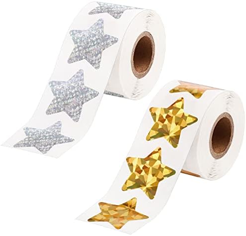 1000pcs 1,5 adesivos de estrela dourada para recompensa para crianças, adesivos holográficos de ouro grudos de ouro com espumante