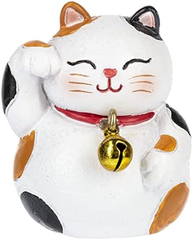 Lucky Cat, braço asiático de ondulação, charme de bolso marrom e branco e cartão de história, acessórios de decoração ou presentes de Maneki Neko, Ceramic Golden Fortune Finder