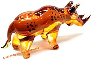 Arte de vidro de rinoceronte artesanal Arte de vidro selvagem estatuetas colecionáveis ​​figuras ornamento miniature