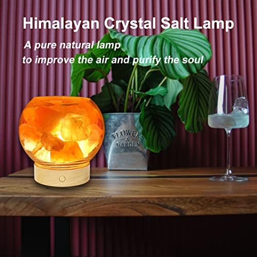 Lâmpada de lâmpada de sal do Himalaia, alimentada por bateria do Himalaia com tigela de vidro e bateria recarregável de