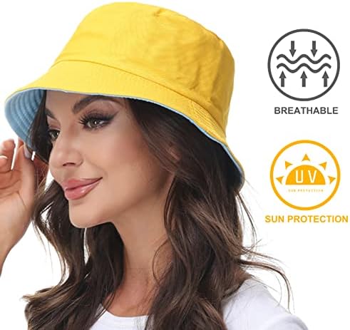 Mulheres reversíveis chapéu de balde de verão chapéu de praia ao ar livre