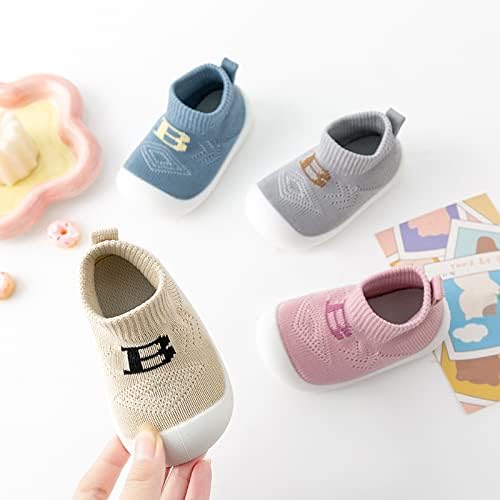 Qvkarw infantil meninas meninos garotos sapatos de lazer letra de letra de letra malha de fundo macio deslizamento respirável em sapatos esportivos sapatos de bebê solo solo