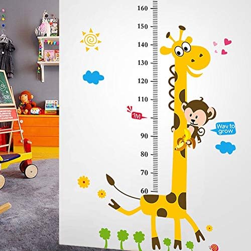 Macaco pilipane e girafa Altura do gráfico de altura adesivos de parede, 4pcs Kids Altura medir o adesivo de parede removível,