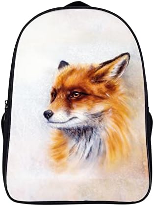 Pintura de mochila selvagem de raposa de 16 polegadas para homens mulheres laptop mochila durável Daypack Daypack