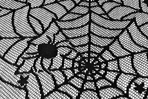 DII Black Lace Sobreposição de mesa Coleção de mesa Decoração gótica de Halloween, toalha de mesa, 54x72, Web Spider Web