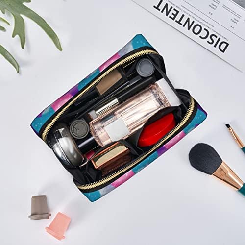 AllGobee Smal Leather Makeup Bag Llama-Galaxy-Rainbow para bolsa de maquiagem de viagem para a bolsa Bolsa de cosméticos