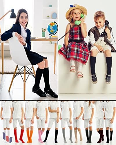 Hugh Ugoli Knee High Bamboo Meias para meninos e crianças pequenas, meias uniformes escolares longas de cor sólida 3-14 anos, 3 pares