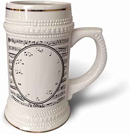 3drose Music Note Relógio Face - Notas musicais Tempo - preto e branco. - 22 onças de caneca