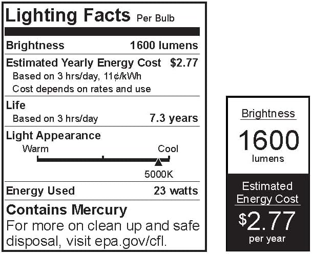 100 watts equivalente A21 23W 23W Não minimizável E26 Base Compacta Fluorescente Lâmpada CFL, Luz do dia 5000K