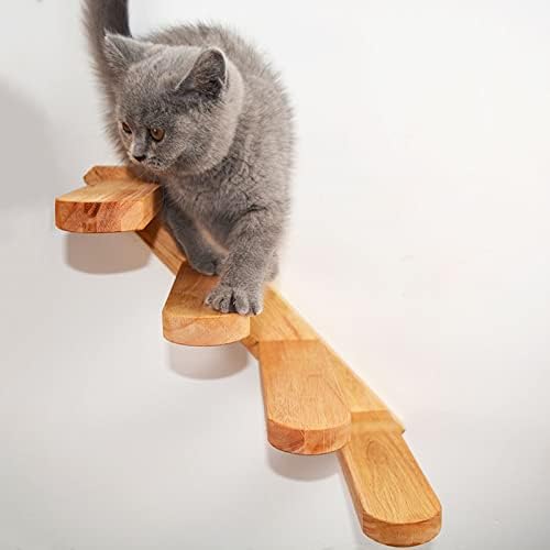 Houkai Cat Toy Toy Montado com parede Cato escalada escada de madeira Salto de salto Plataforma de escalada moldura de gatinho de gato móveis de gato árvore de gato