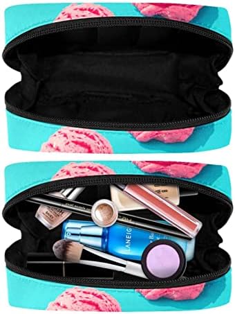 Bolsa de maquiagem inadequada, sorvete azul de bolsa de cosméticos portátil Tote de viagem Travel Case Organizer Case Tools Caso para mulheres de beleza