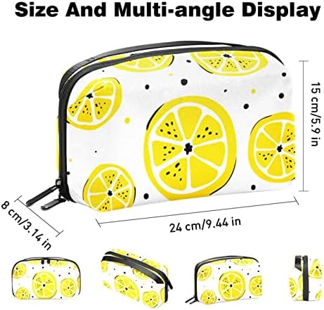 Organizador eletrônico de frutas de frutas de limão amarelo de aquarela, bolsa de armazenamento de cabo de cabo à prova d'água para