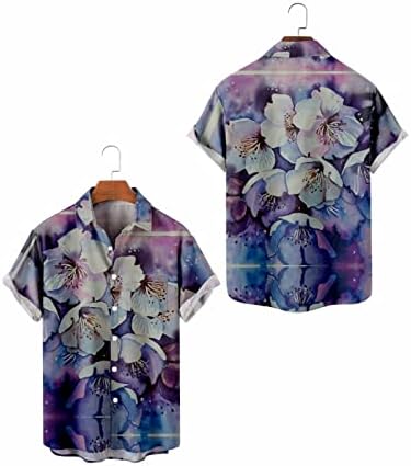 Camisa masculina de verão pintando camisa floral homens homens recusam colarinho de colarinho de rua vintage masculino