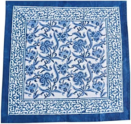 Atosii Midnight Bloom Blue Branco Guardanapo de pano, impressão de mão de mão algodão Conjunto de linho de 4 mesa,