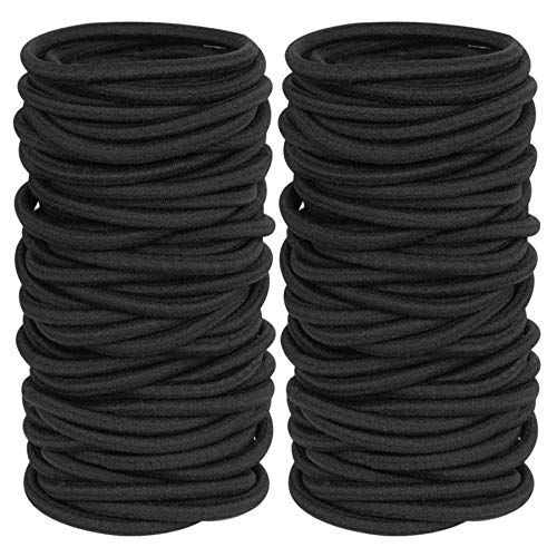 120 peças Cabelos pretos Ties para suportes grossos e encaracolados da banda elástica de cabelo para mulheres ou homens