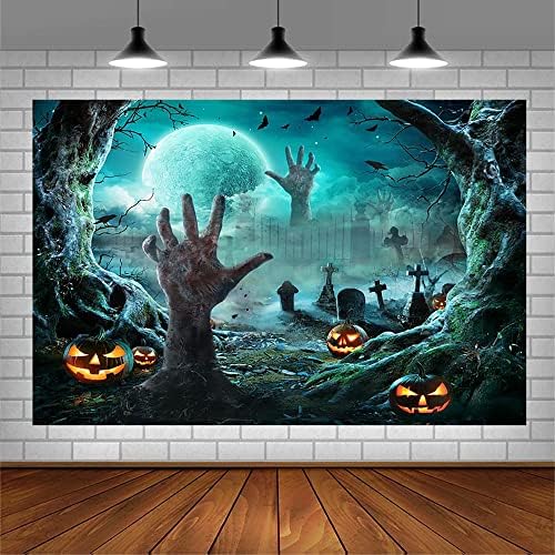 Sendy 7x5ft Halloween fotografia pano de fundo Decorações de festas de festas para crianças noite noite cheia lua cheia de terror