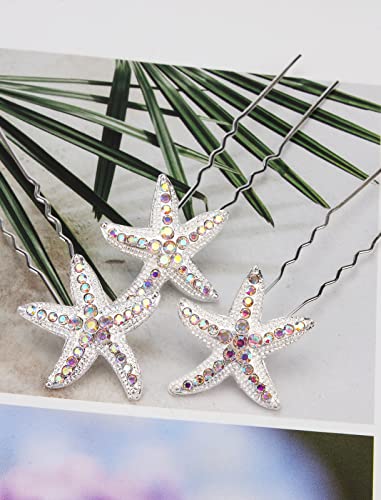 Jaciya 18 pacote noiva ab cristal de cristal starfish pin pino jóias acessórios para cabelo feminino título de cabeça para festa de casamento com tema de casamento de praia