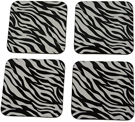 Decorativa Zebra Print Drink Coaster Set Gift Home Kitchen BarWware Black White Designer