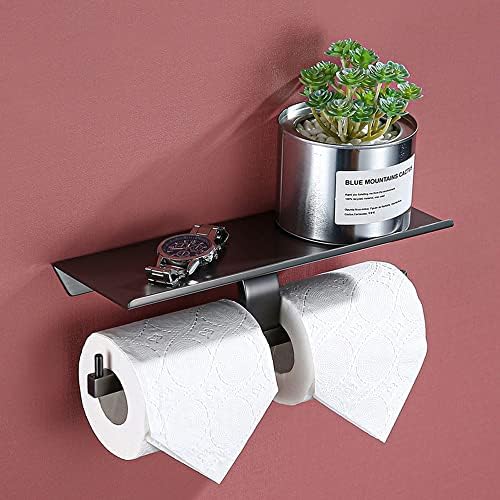 Suporte de papel higiênico Alsam com prateleira de lixo duplo de rolo de papel higiênico para banheiro, aço inoxidável de papel de papel de laminador de papel de montagem na parede prateleira de armazenamento