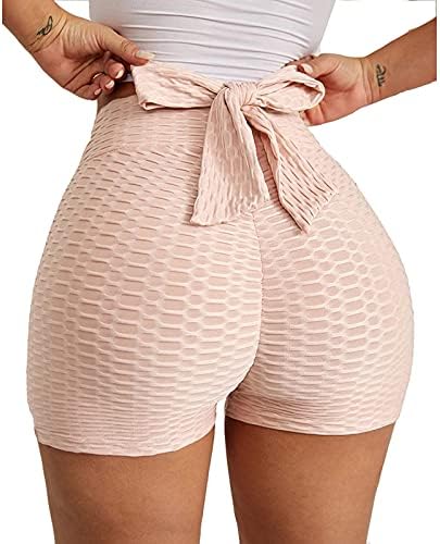 Shorts de ioga beuu para mulheres cor de cor de cor de cintura alta de cor alta de coragem