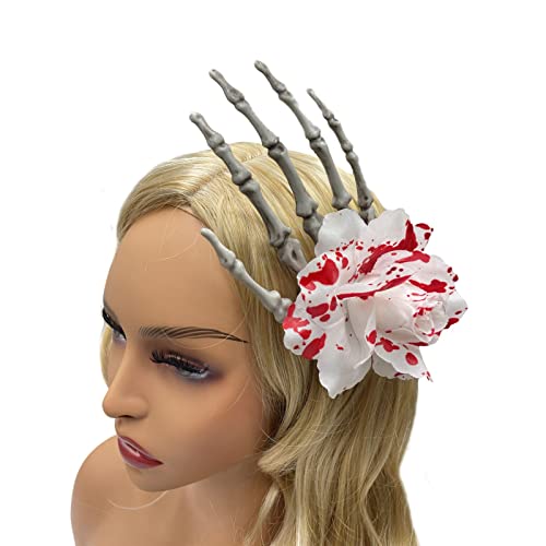 Barretas para cabelos femininos finos de halloween clipe de cabelo esqueleto da mão girls meninas gancho de cabelo punk rock osso barrette garras de cristal faísca slides